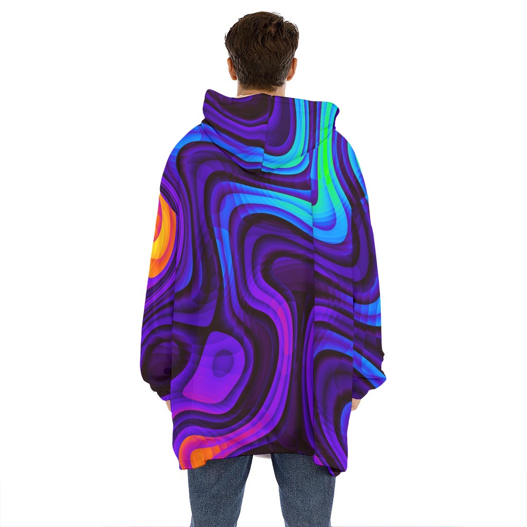 Dark Psychedelic Trippy Print Hoodie Blanket