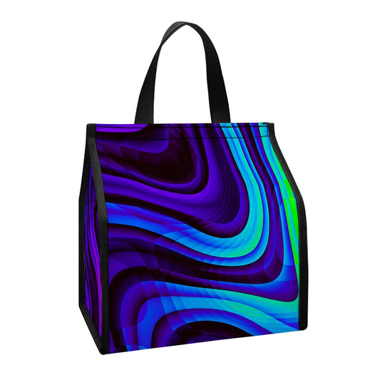 Dark Psychedelic Trippy Print Insulated Lunch Tote