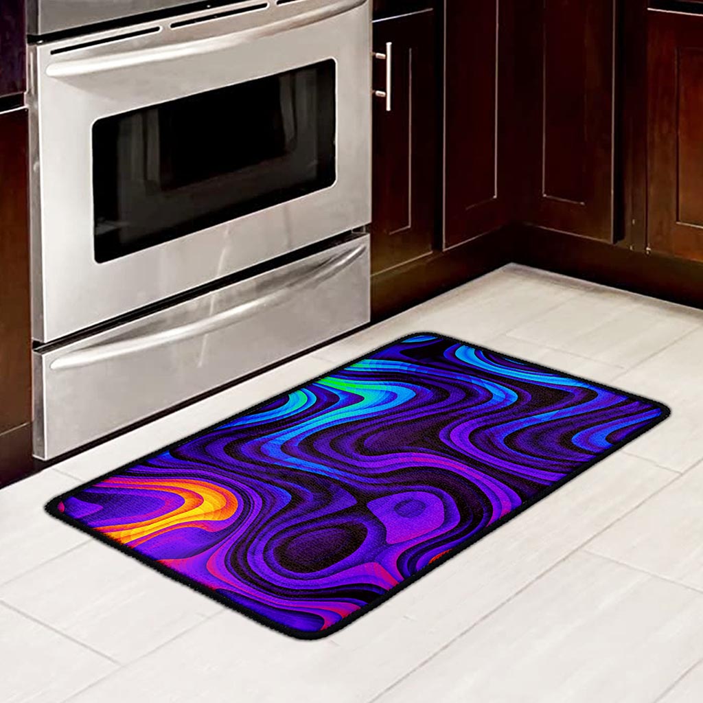 Dark Psychedelic Trippy Print Kitchen Mat
