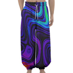 Dark Psychedelic Trippy Print Lantern Pants
