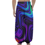 Dark Psychedelic Trippy Print Lantern Pants