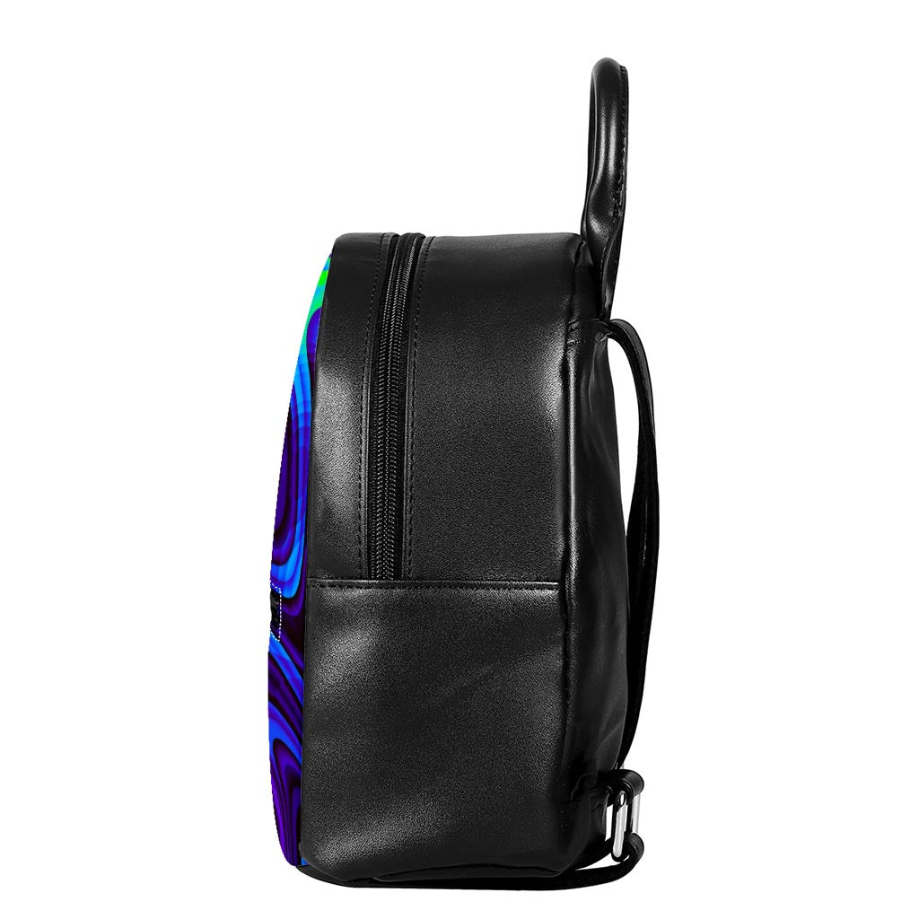 Dark Psychedelic Trippy Print Leather Backpack