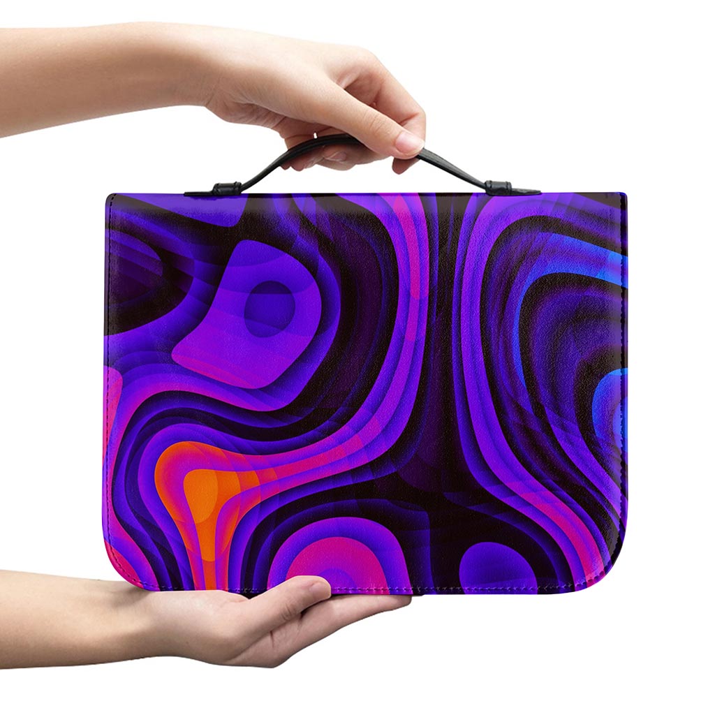 Dark Psychedelic Trippy Print Leather Bible Cover