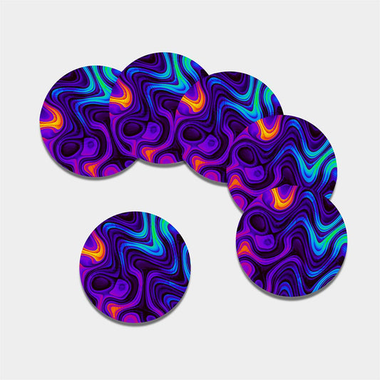 Dark Psychedelic Trippy Print Leather Coaster Set