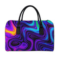 Dark Psychedelic Trippy Print Leather Duffel Bag