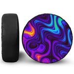 Dark Psychedelic Trippy Print Leather Spare Tire Cover