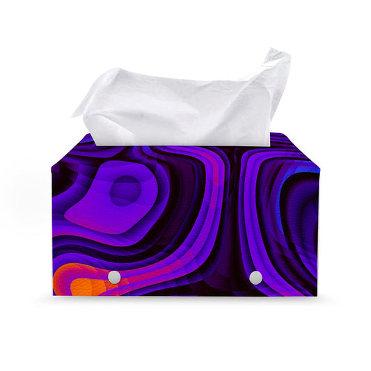 Dark Psychedelic Trippy Print Leather Tissue Box Cover