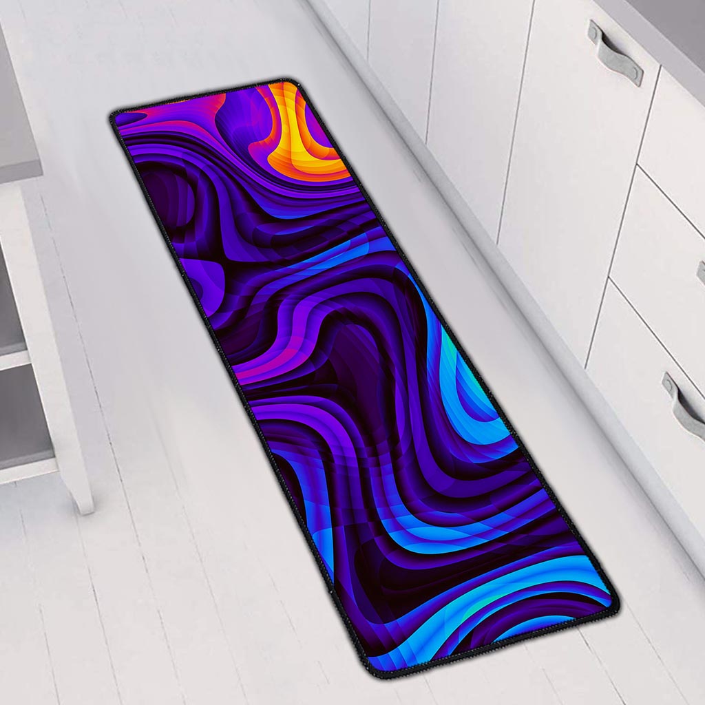 Dark Psychedelic Trippy Print Long Kitchen Mat