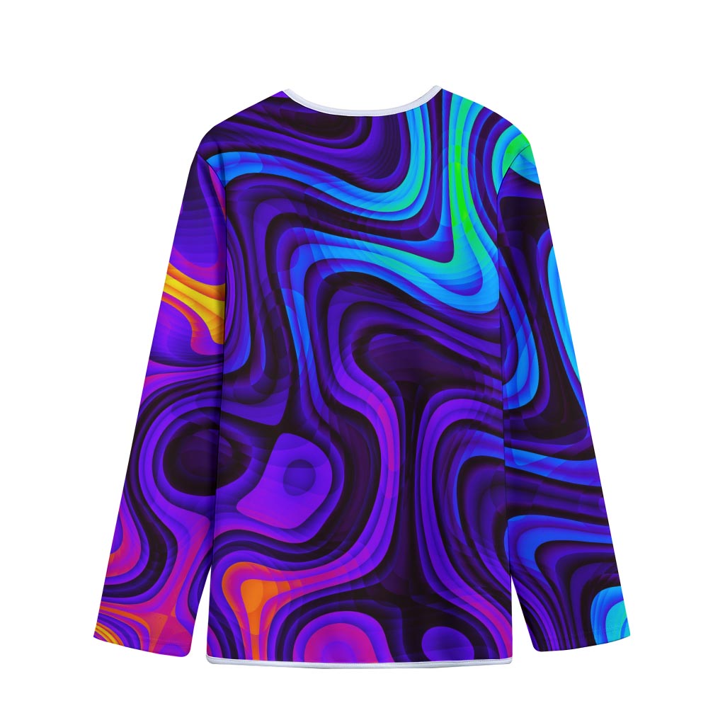 Dark Psychedelic Trippy Print Long Sleeve Short Coat