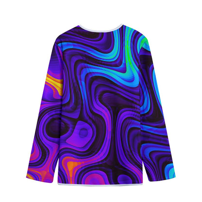 Dark Psychedelic Trippy Print Long Sleeve Short Coat