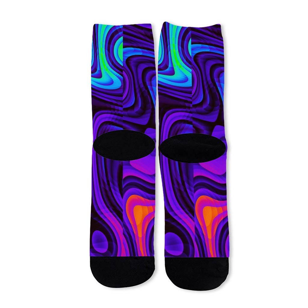 Dark Psychedelic Trippy Print Long Socks