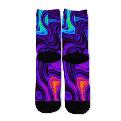 Dark Psychedelic Trippy Print Long Socks