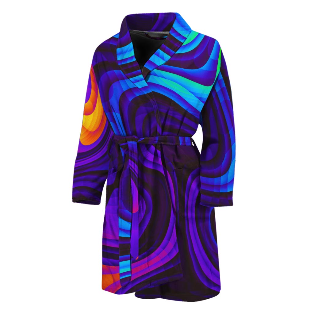 Dark Psychedelic Trippy Print Men's Bathrobe