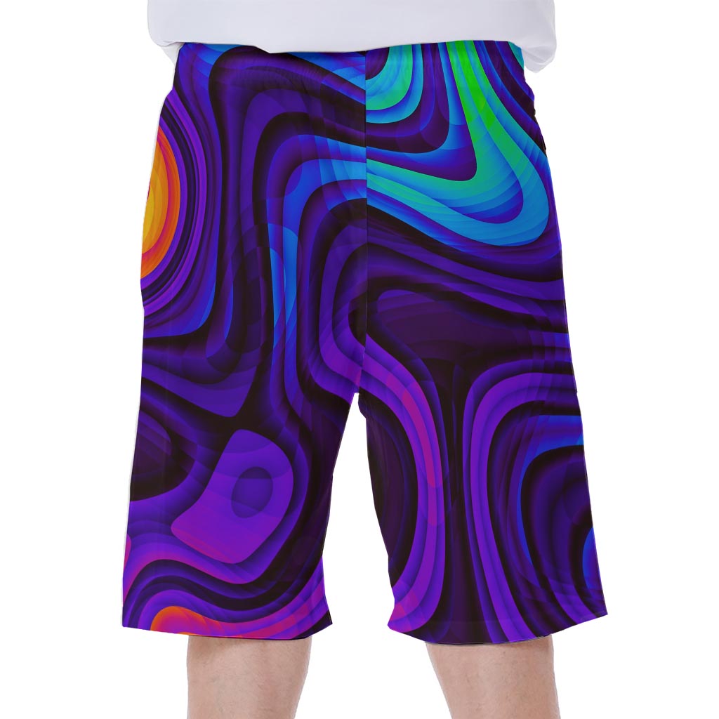 Dark Psychedelic Trippy Print Men's Beach Shorts