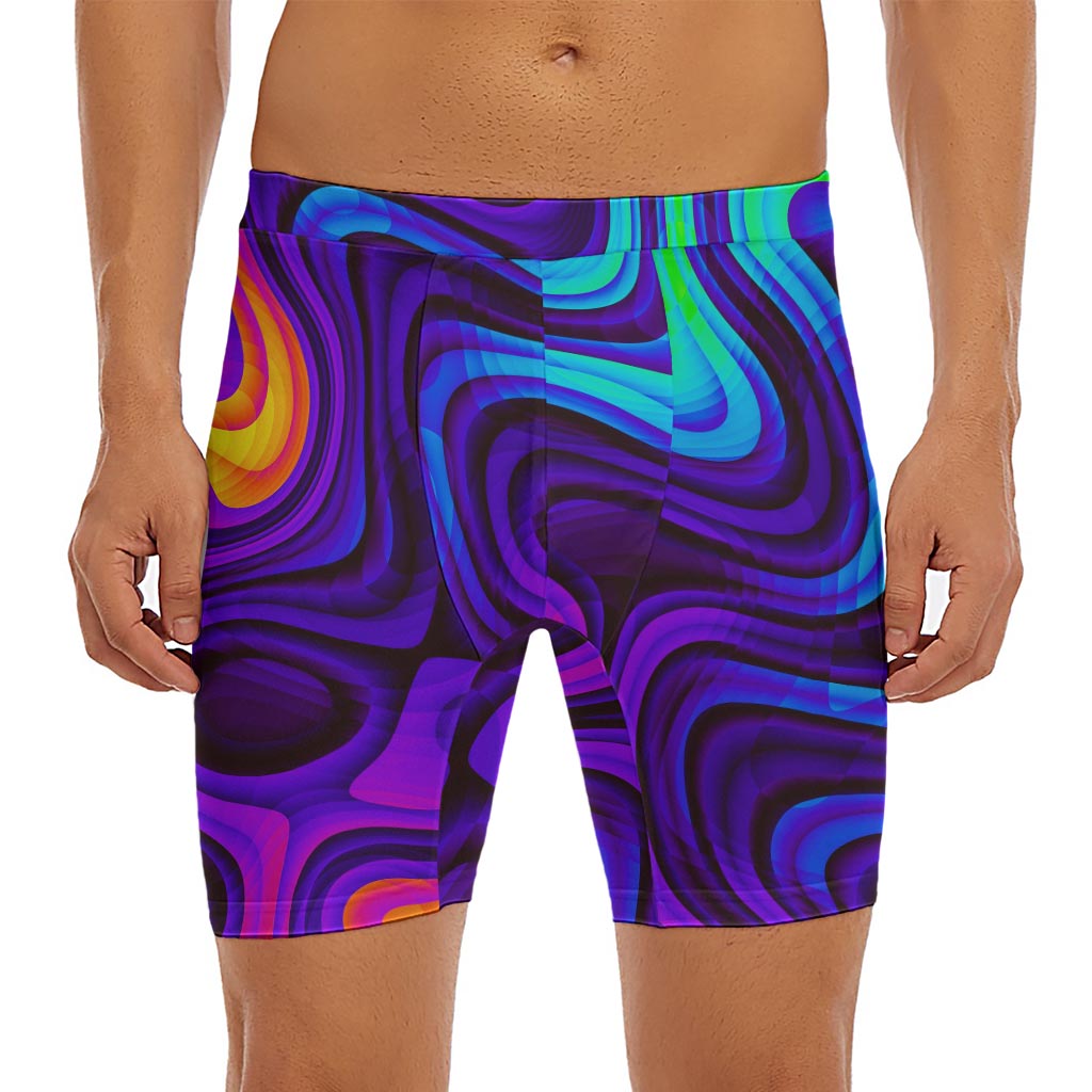 Dark Psychedelic Trippy Print Men's Long Boxer Briefs