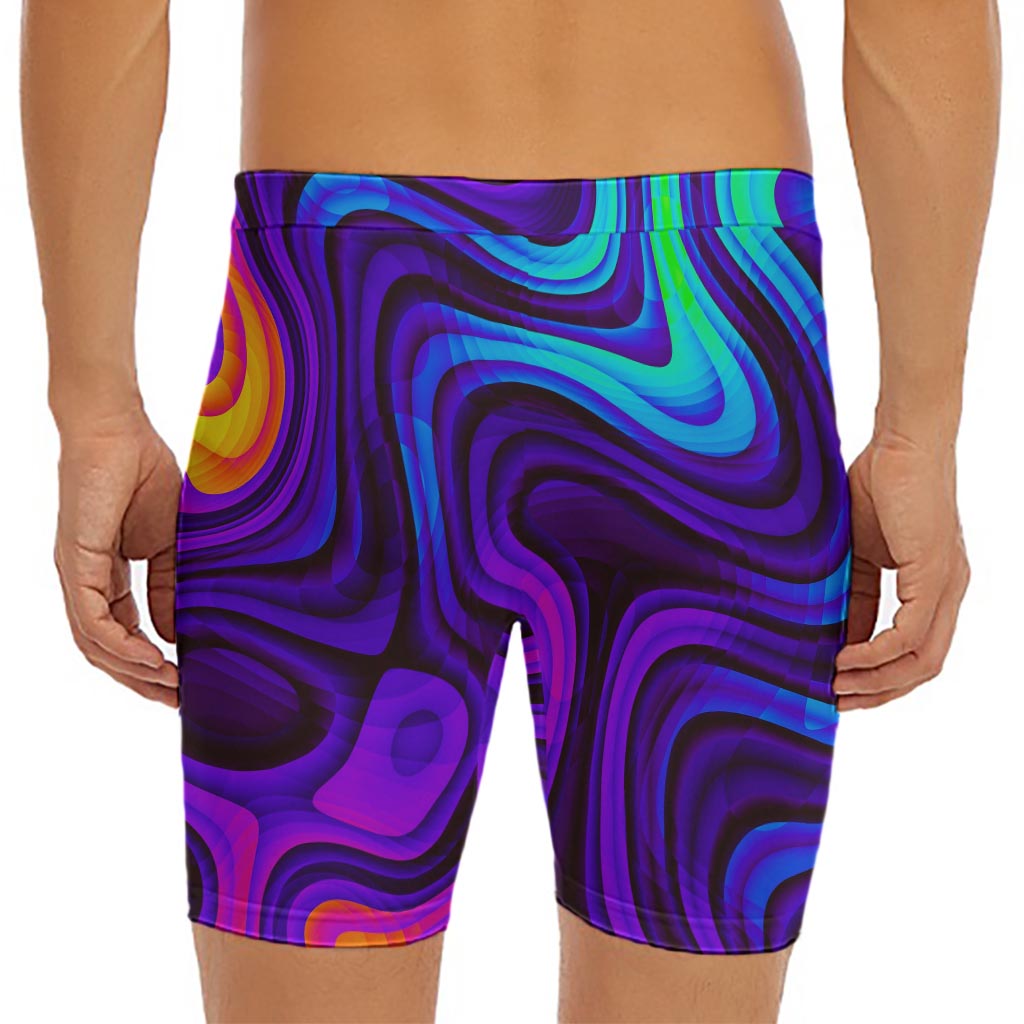 Dark Psychedelic Trippy Print Men's Long Boxer Briefs