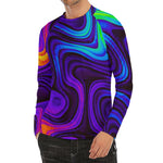 Dark Psychedelic Trippy Print Men's Long Sleeve Rash Guard
