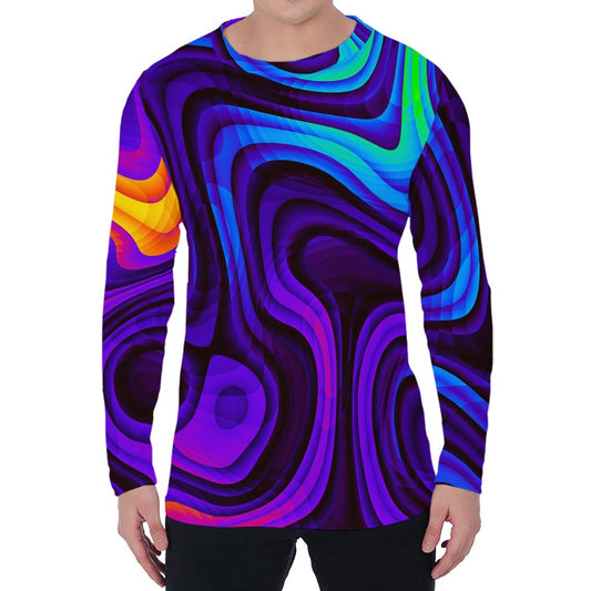 Dark Psychedelic Trippy Print Men's Long Sleeve T-Shirt