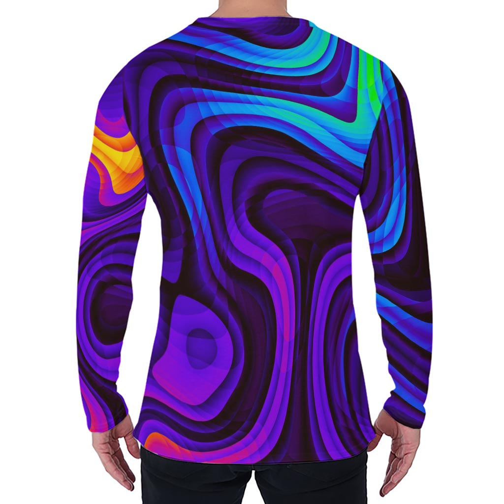 Dark Psychedelic Trippy Print Men's Long Sleeve T-Shirt