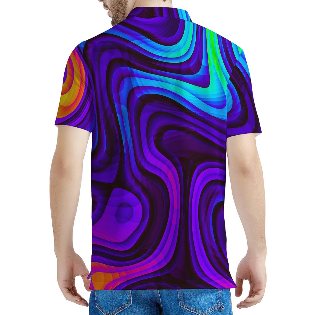 Dark Psychedelic Trippy Print Men's Polo Shirt
