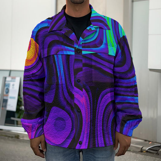 Dark Psychedelic Trippy Print Men's Shirt Jacket