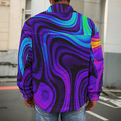Dark Psychedelic Trippy Print Men's Shirt Jacket