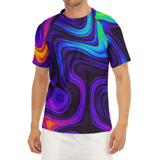 Dark Psychedelic Trippy Print Men's Short Sleeve Rash Guard