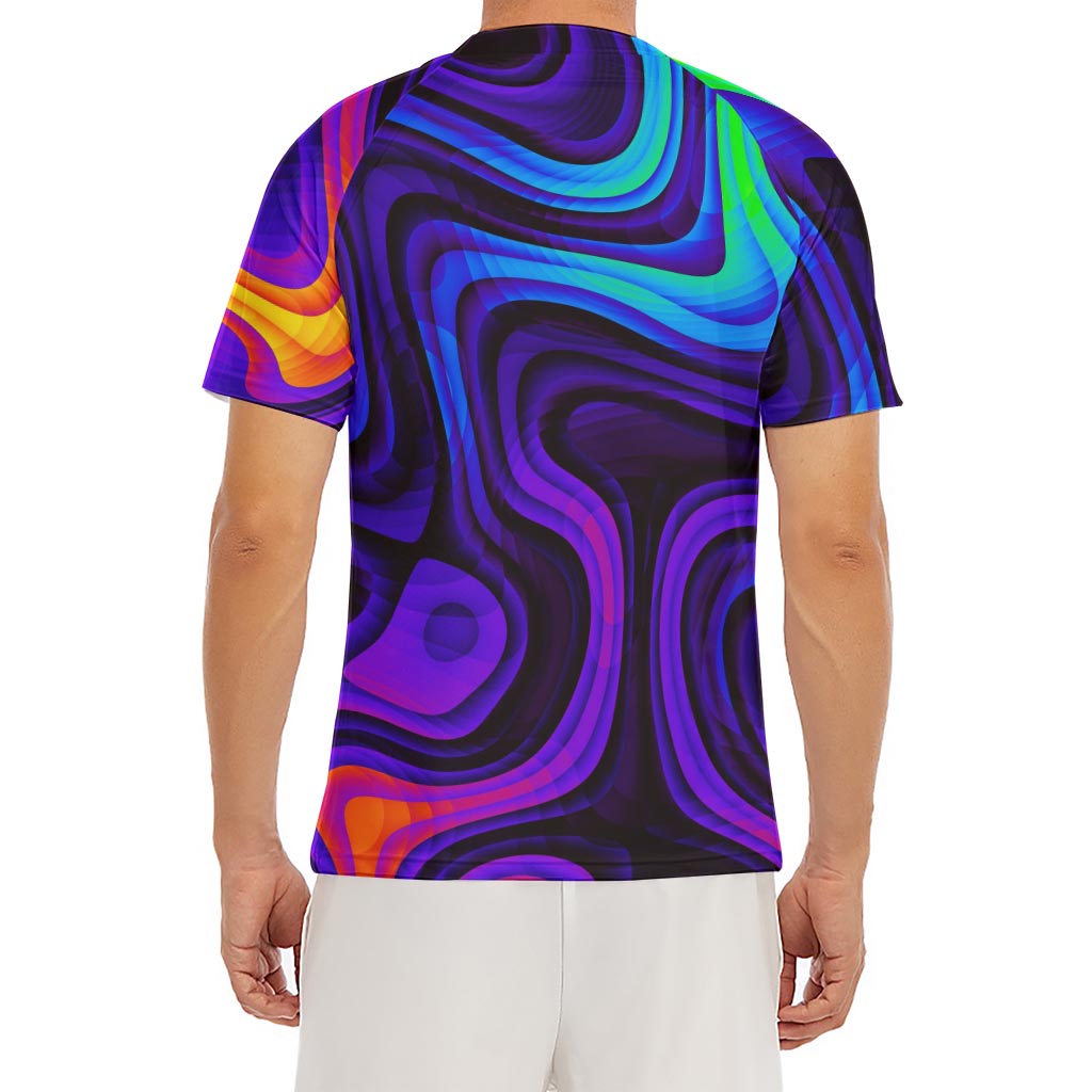 Dark Psychedelic Trippy Print Men's Short Sleeve Rash Guard