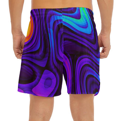 Dark Psychedelic Trippy Print Men's Split Running Shorts