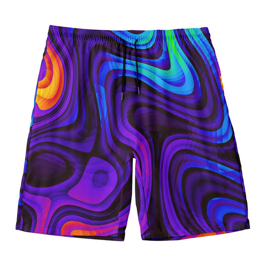 Dark Psychedelic Trippy Print Men's Swim Trunks
