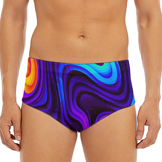 Dark Psychedelic Trippy Print Men's Triangle Swim Briefs