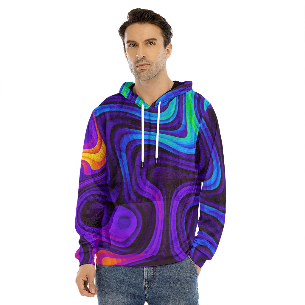 Dark Psychedelic Trippy Print Men's Velvet Pullover Hoodie
