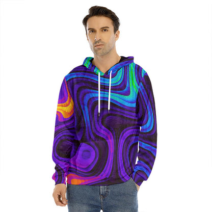 Dark Psychedelic Trippy Print Men's Velvet Pullover Hoodie