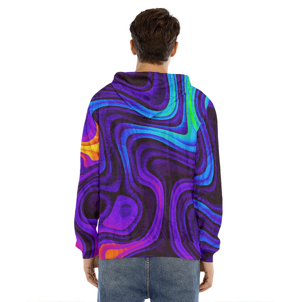 Dark Psychedelic Trippy Print Men's Velvet Pullover Hoodie