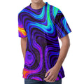 Dark Psychedelic Trippy Print Men's Velvet T-Shirt
