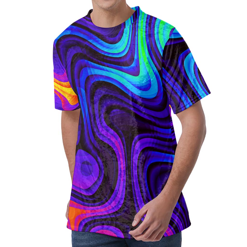 Dark Psychedelic Trippy Print Men's Velvet T-Shirt