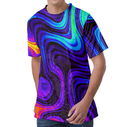 Dark Psychedelic Trippy Print Men's Velvet T-Shirt