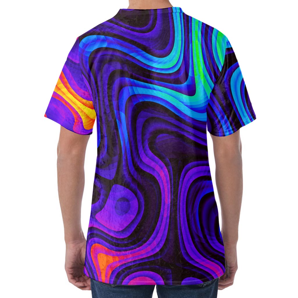 Dark Psychedelic Trippy Print Men's Velvet T-Shirt