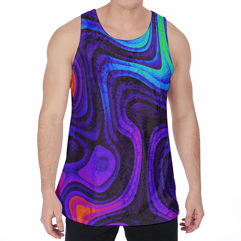 Dark Psychedelic Trippy Print Men's Velvet Tank Top