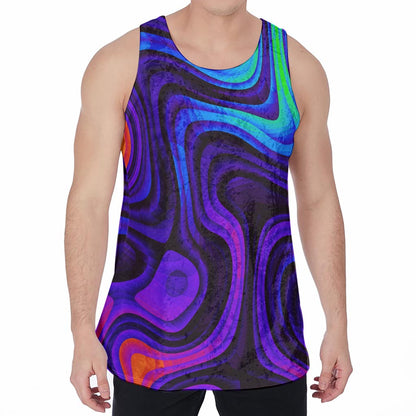 Dark Psychedelic Trippy Print Men's Velvet Tank Top