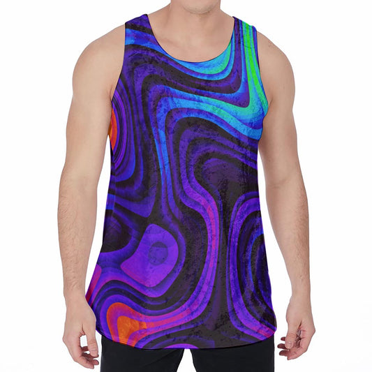 Dark Psychedelic Trippy Print Men's Velvet Tank Top