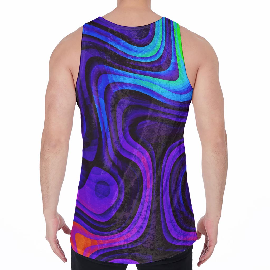 Dark Psychedelic Trippy Print Men's Velvet Tank Top