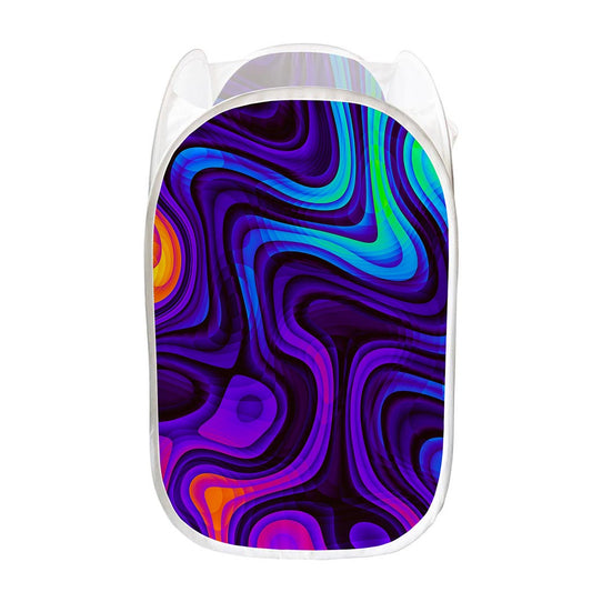 Dark Psychedelic Trippy Print Mesh Laundry Hamper