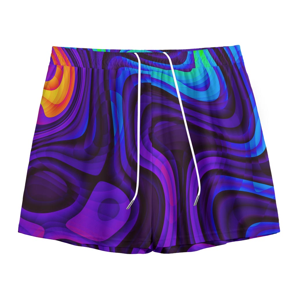 Dark Psychedelic Trippy Print Mesh Shorts