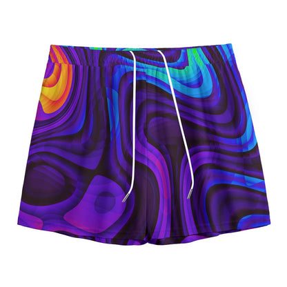 Dark Psychedelic Trippy Print Mesh Shorts