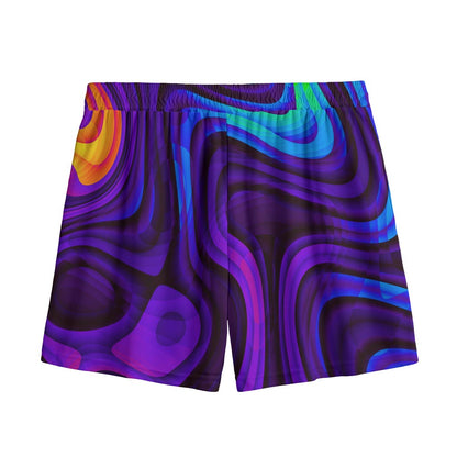 Dark Psychedelic Trippy Print Mesh Shorts