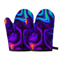Dark Psychedelic Trippy Print Oven Mitts