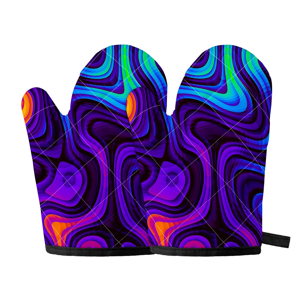 Dark Psychedelic Trippy Print Oven Mitts