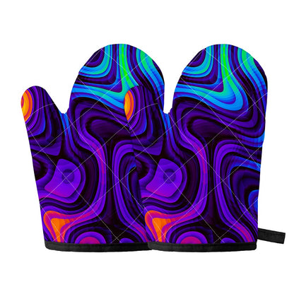 Dark Psychedelic Trippy Print Oven Mitts