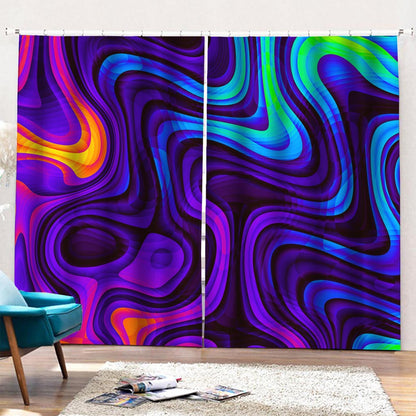 Dark Psychedelic Trippy Print Pencil Pleat Curtains
